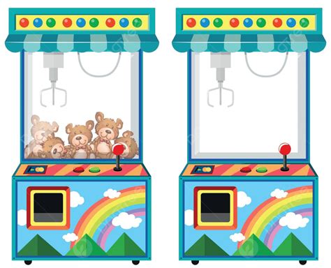 Arcade Game Machine With Dolls Collection Many White Vector Collection