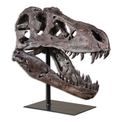Large Dinosaur Skull Sculpture T Rex Head Natural Looking Bone