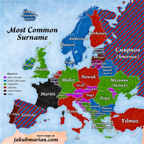 Most Common Surname In European Countries Retymologymaps