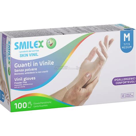 Smilex Skin Vinil Guanti Monouso In Vinile Senza Polvere