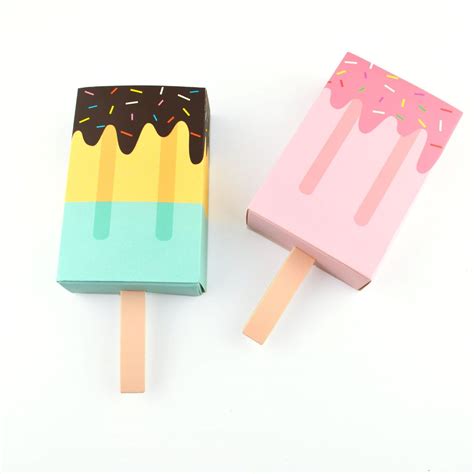 Pack Of 100 Popsicle Favor Box Ice Cream Shape T Candy Boxes Baby