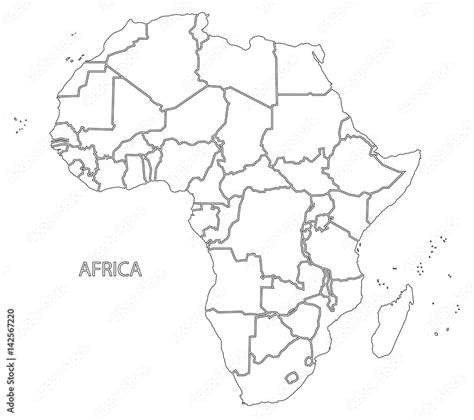Africa Outline Silhouette Map With Countries เวกเตอร์สต็อก Adobe Stock