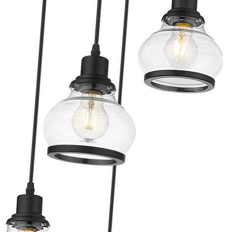 Ove Decors Theodore 4 Light Matte Black Modern Contemporary Clear Glass Globe Led Hanging