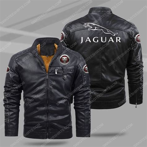 Special Edition Jaguar Car All Over Print Fleece Leather Jacket