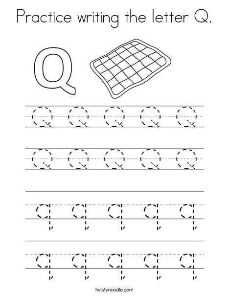 Practice Writing The Letter Q Coloring Page From