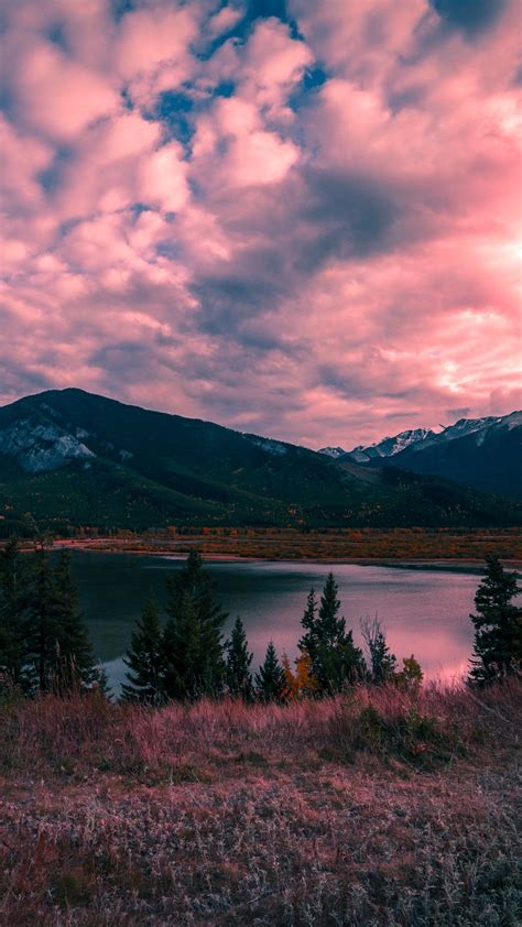 Mountains Lake Sunset Wallpaper Background Iphone Landscape