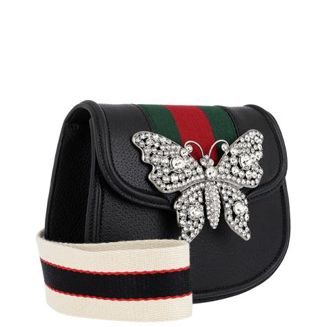 Gucci is a luxury fashion house based in florence, italy. Gucci Leather Totem Small Shoulder Bag Butterfly Nero in ...