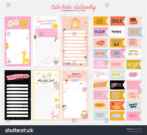 Collection Weekly Daily Planner Note Paper Vector De Stock Libre De