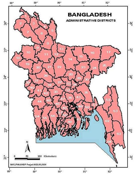 Administrative Map Of Bangladesh