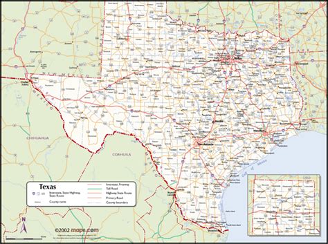 Texas Wall Map With Counties By Mapsales