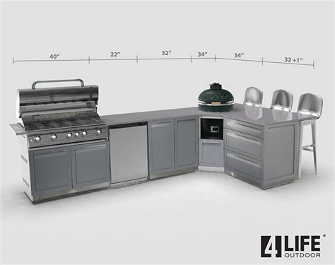 Gray Stainless Steel 5 Pc Outdoor Kitchen Set 2 Door Cabinet 3 Drawer