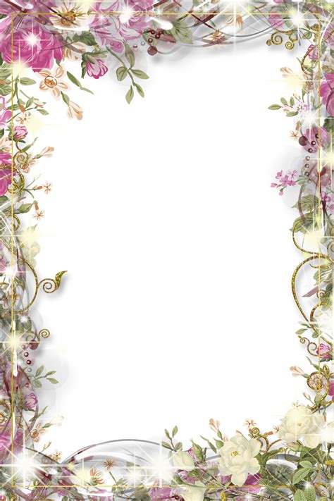 Floral Frame Png Transparent Image Download Size 1500x2250px