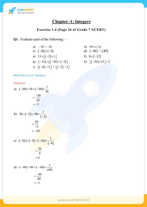 Ncert Solutions For Class 7 Maths Chapter 1 Integers Download Free Pdf