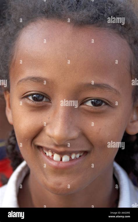 Young Smiling Ethiopian Girl Child In Addis Ababa Ethiopia Africa Face