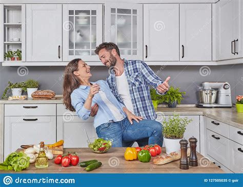 Couple Dancing In The Kitchen Stock Image Image Of Anniversary