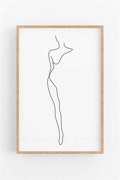 Printable Wall Art Digital Print Minimal Female Body Line Art Drawing Instant Download WOMAN