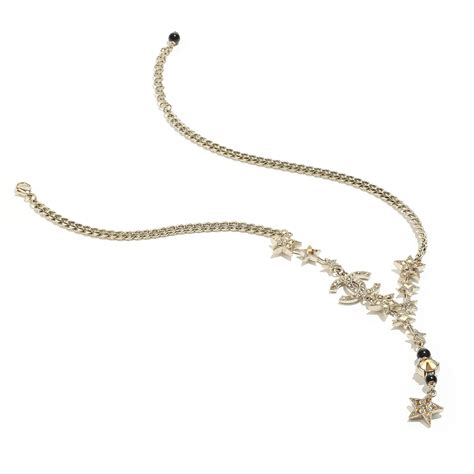 Metal Glass Pearls And Strass Gold Black And Crystal Necklace Chanel