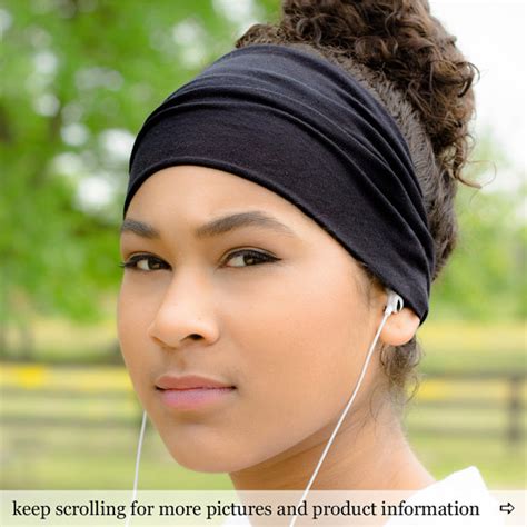 Black Yoga Headband Womens Stretchy Headband Head Wrap Etsy In 2021