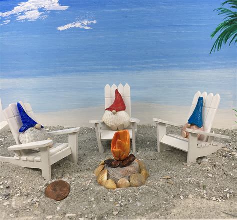 Seashell Beach Gnome In An Adirondack Chair By Campfire The Etsy Uk