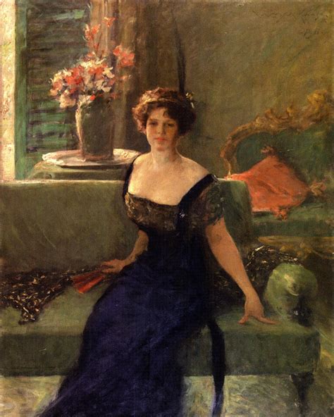 Portrait Of A Lady In Black Painting William Merritt Chase Oil Paintings