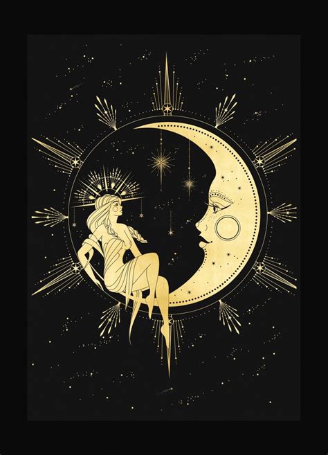 The Witch And The Moon Art Print Moon Art Celestial Art Art Prints