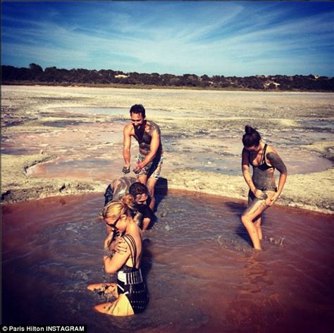 Paris Hilton Treats Herself To A Mud Bath With Friends While Relaxing