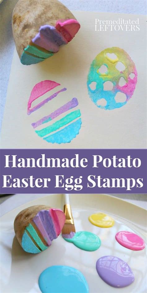 Homemade Handmade Potato Easter Egg Stamps For Kids To Paint On The