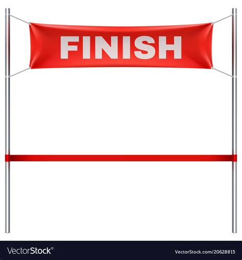 Finish Line With Red Textile Banner And Ribbon Vector Image
