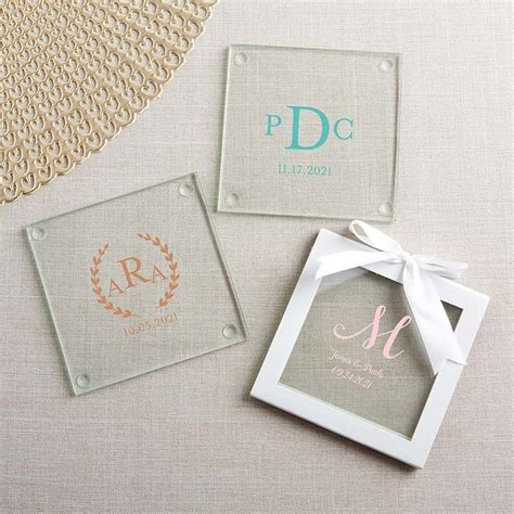 Personalized Glass Coaster Monogram Set Of 12 Personalized Glass