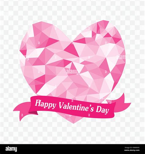 Happy Valentines Day Abstract Geometric Polygon Heart Background