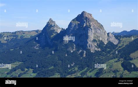 Mountains Grosser Mythen And Kleiner Mythen Seen From Stoos Stock Photo