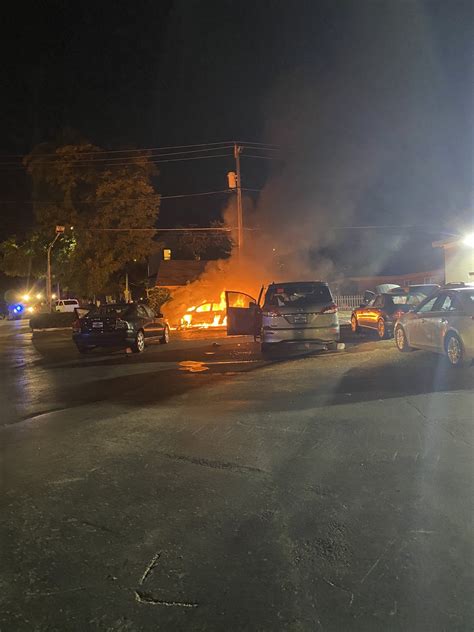 The Scene Of The Shooting 30 Minutes After Damage To Cars On Fire