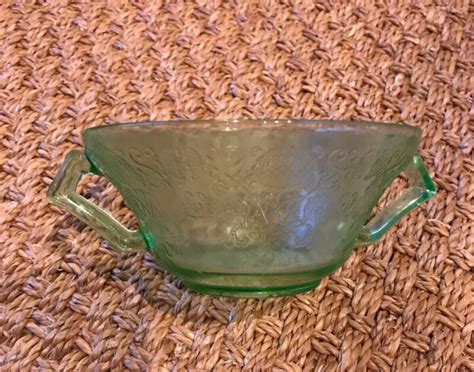 Green Depression Glass Florentine Two Handle Bowl Antique Price