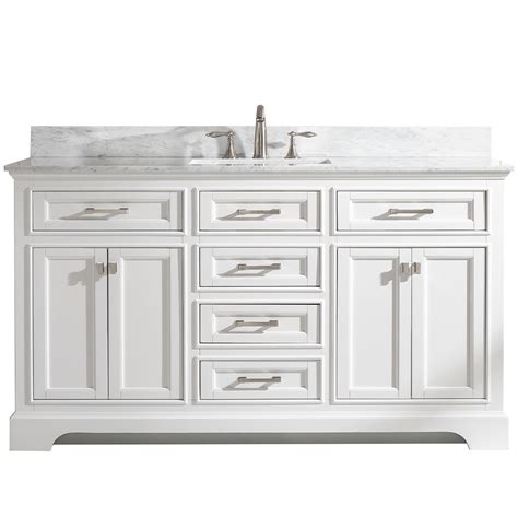 Milano 60 Single Sink Bathroom Vanity Set In White With Carrara Marble
