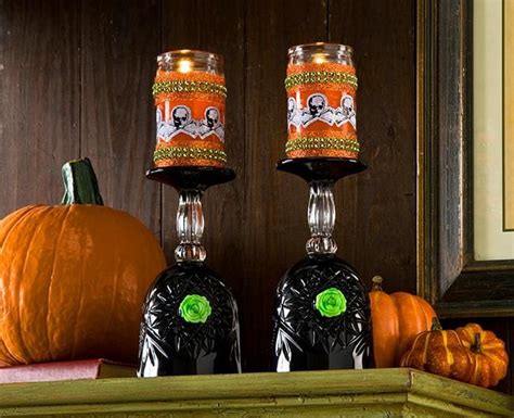 Diy Halloween Diy Spooky Wine Glass Candleholders Diy Halloween Decor