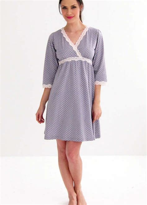 Kimono Maternity Nursing Dress In Grey Polkadot By Belabumbum