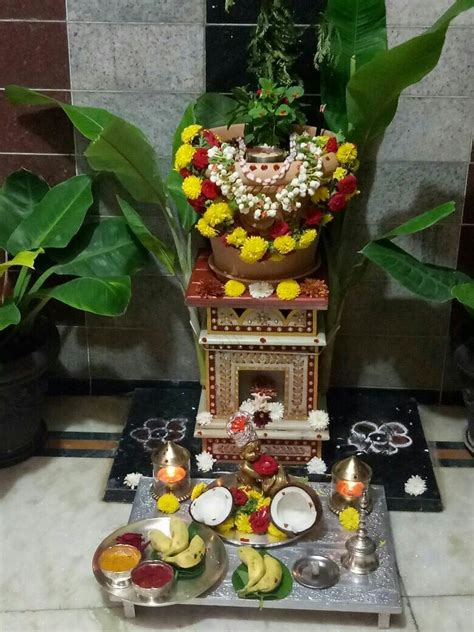Karthika Dhwadhashi Puja Goddess Decor Pooja Room Design Tulasi Plant
