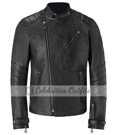 David Beckham Black Motorcycle Leather Jacket Belstaff Launch