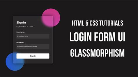 Glassmorphism Login Form Using Html CSS Devhubspot YouTube