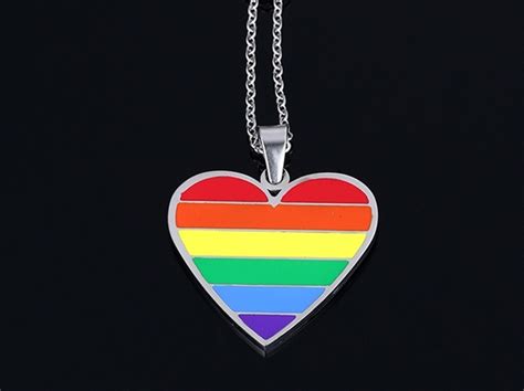 Prideoutlet Jewelry Rainbow Pride Heart Shape Pendant Necklace