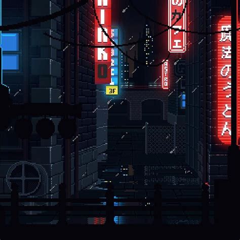 8 Bit Retro Japan Raining At Night Wallpaper Engine Desktop Background
