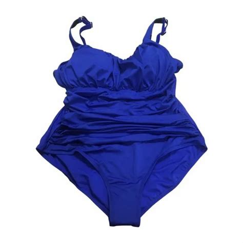 Caribbean Sand Womens Size 18w One Piece Swimsuit Royal Blue Lined
