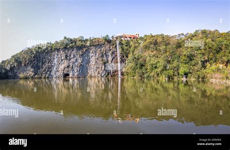 Viewpoint And Waterfall At Tangua Park Curitiba Brazil Stock Photo