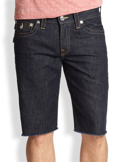 Lyst True Religion Ricky Cutoff Denim Shorts In Blue For Men
