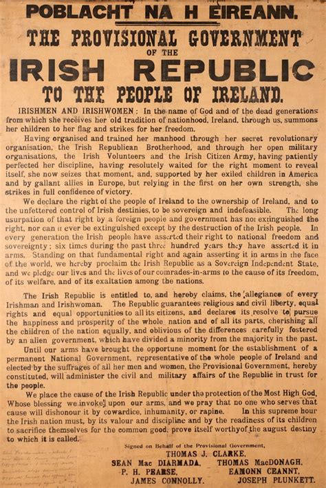 1916 Proclamation Of The Irish Republic An Original Example With An