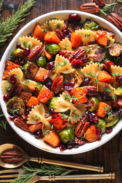 Butternut Squash Pasta Salad With Brussels Sprouts Pecans And