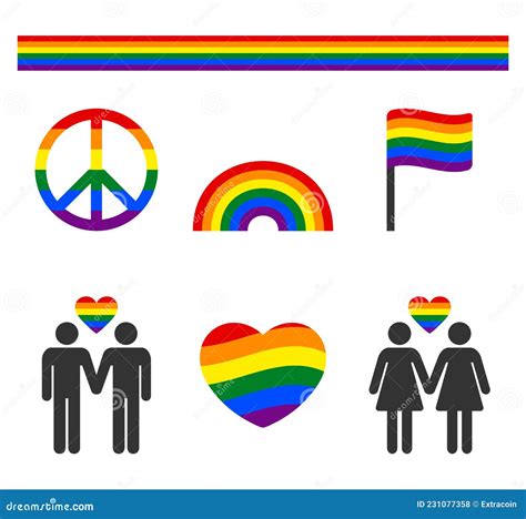 Lgbt Flag Icon Set Rainbow Flag Symbols Gay And Lesbian Pride Stock