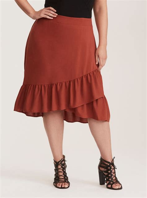 Ruffled Challis Wrap Skirt Skirts Plus Size Skirts Style