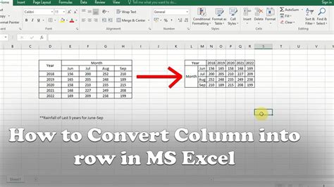 How To Convert Column Into Row In Ms Excel Youtube