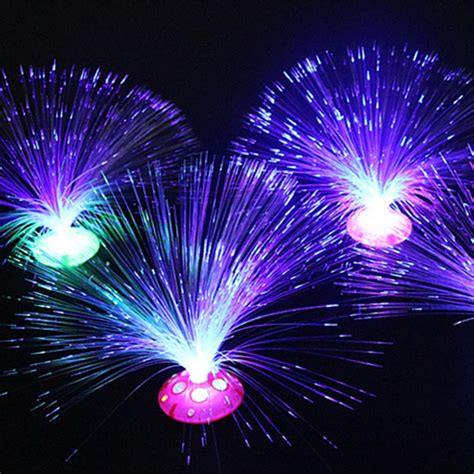 5pcs Creative Color Changing Led Fiber Optic Flower Lamp Small Holiday